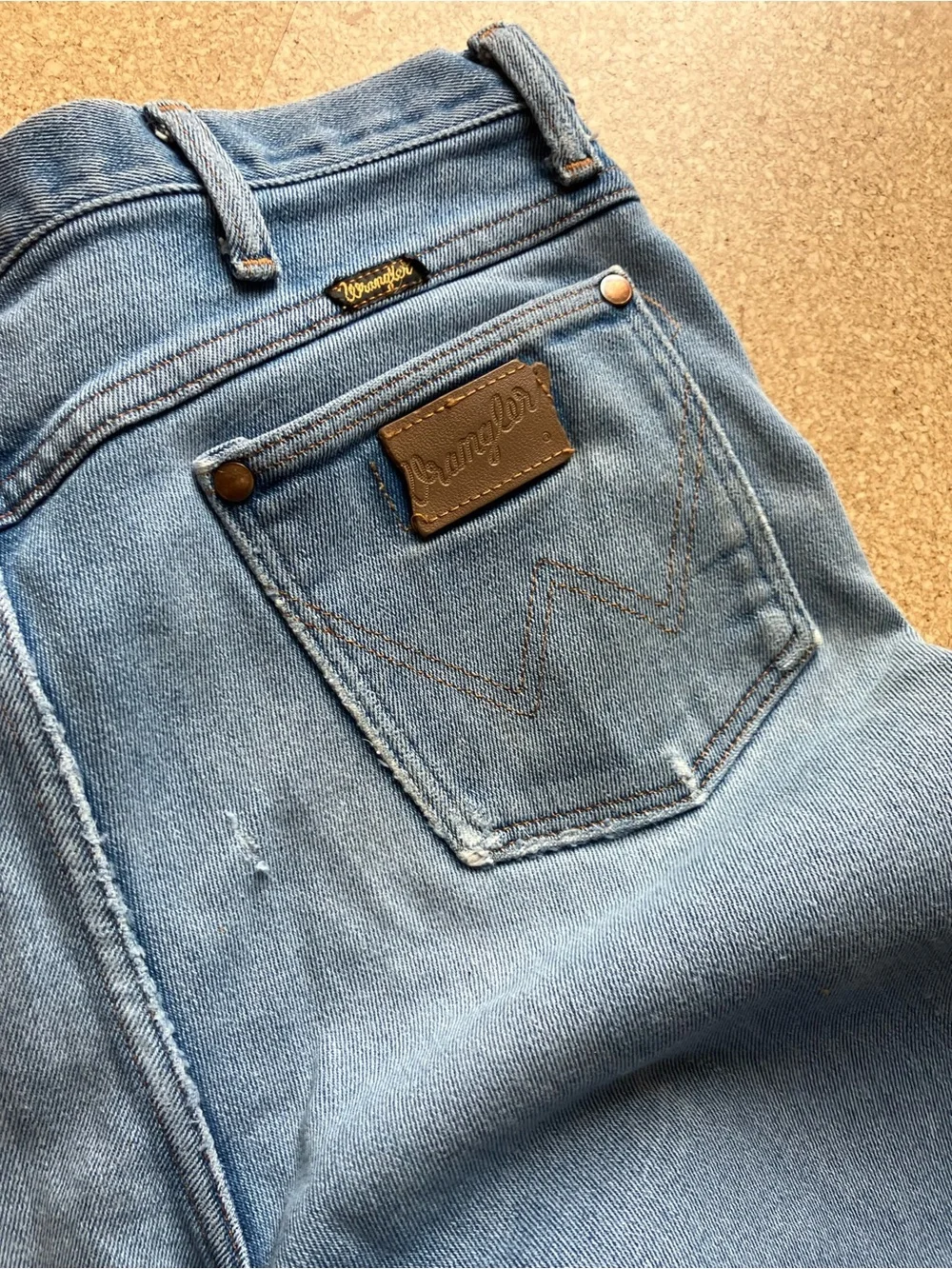 Trashed Worn Wrangler Jeans Holes (34x31)